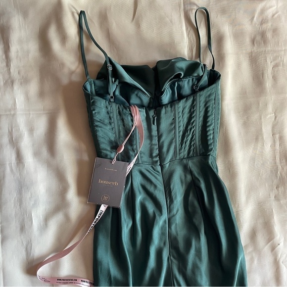 NEW! House of CB- Green Forest Charmaine Corset Maxi Dress Silk Satin Size XS - Picture 7 of 10
